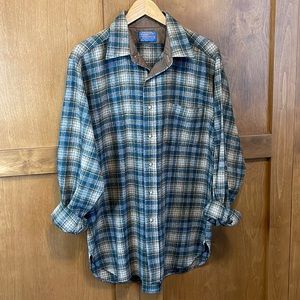 Pendleton USA Vintage 100% Virgin Wool Button Up Flannel Shirt Jacket Shacket L